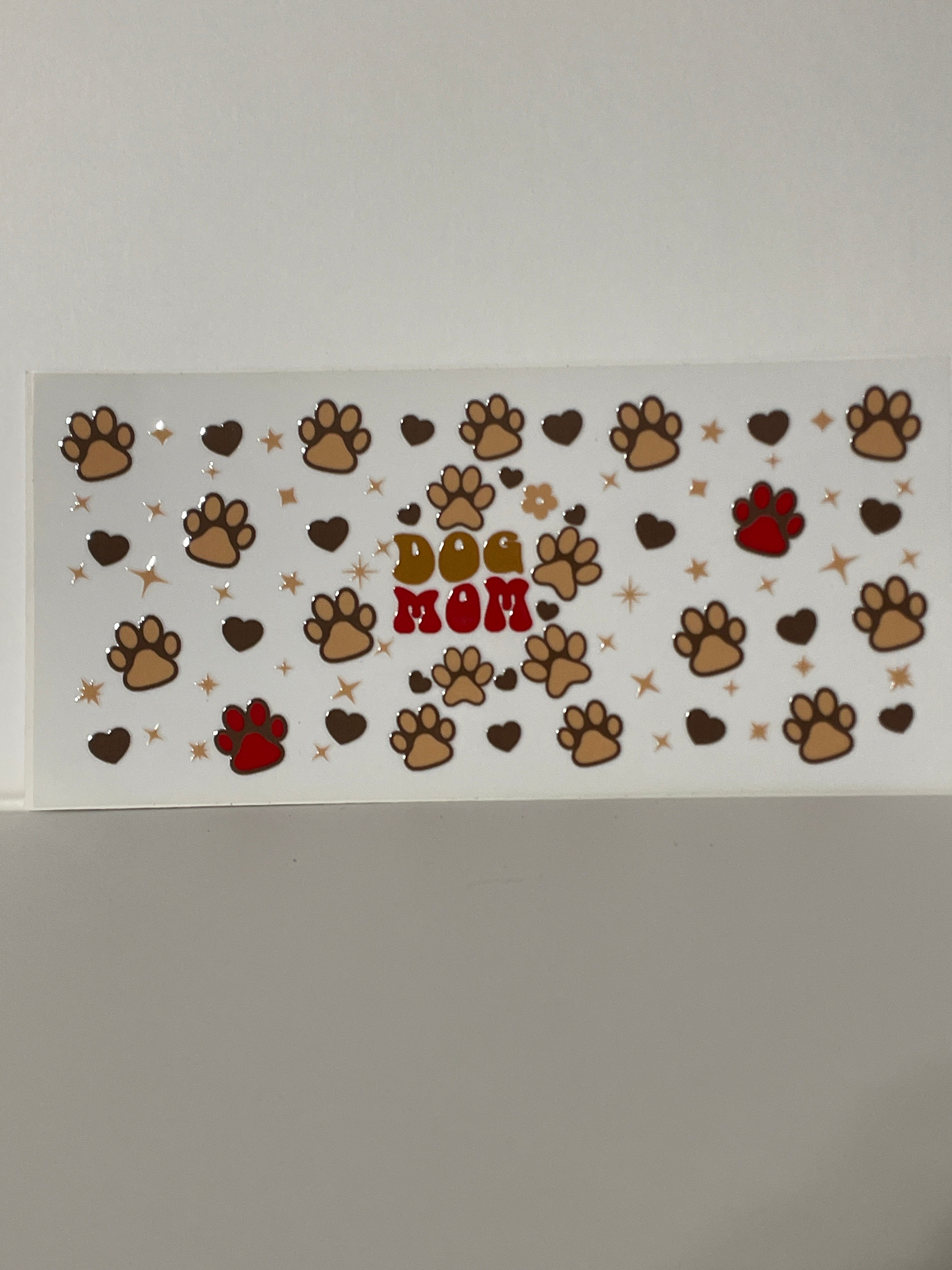 Brown and red dog mom cup print