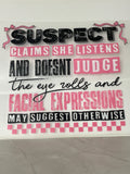 Suspect claims shirt print